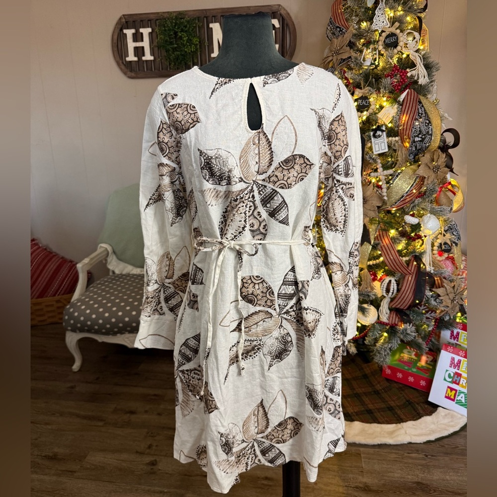 La Piccola Creativa • Floral Long Sleeve Linen Blend Dress